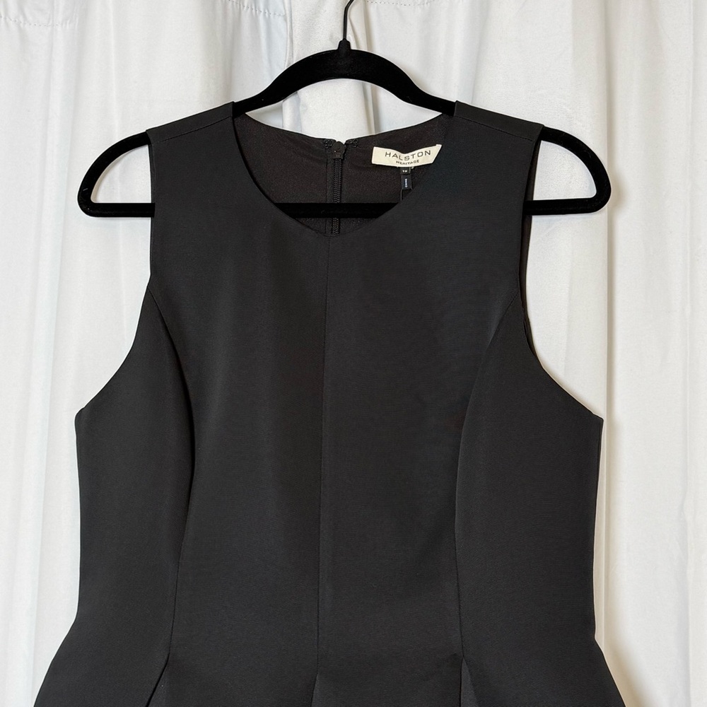 Halston Heritage Black Pleated Fit & Flare Cocktail Dress NWT Size 12 - Picture 6 of 13